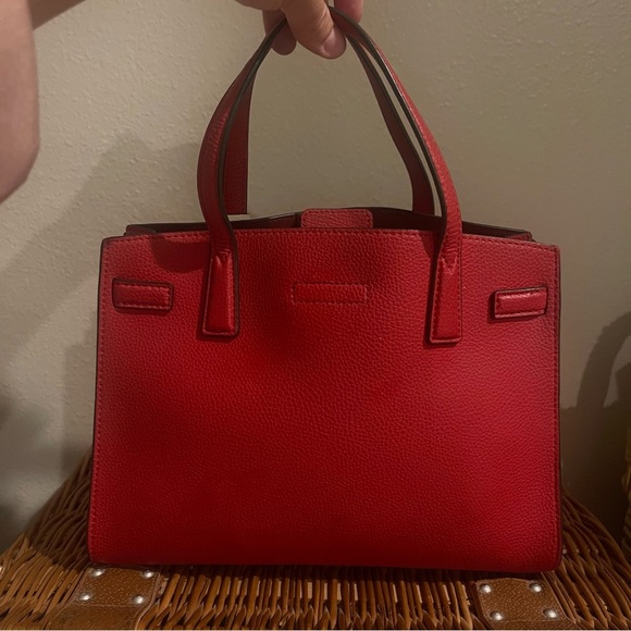 Tory Burch 2WAY Handbag Walker Small Satchel Red Gold Hardware Leather Luxury - Picture 3 of 10